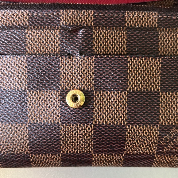 Louis Vuitton Brown/Red Long Damier Ebene Canvas Leather Emilie CA3185 Wallet - Picture 10 of 16